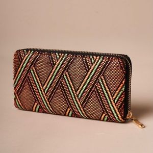 Orange Multi-Colored Tribal Stitched Wallet